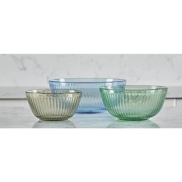 Pyrex 6-Piece Sculpted/Tinted Lidded Mixing Bowl Set in Pyrex 6-Piece Sculpted/Tinted Lidded Mixing Bowl Set in