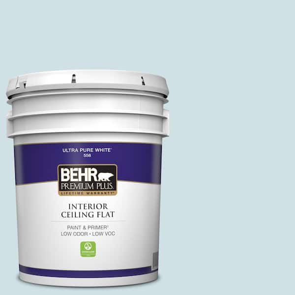 BEHR PREMIUM PLUS 5 gal. #530E-2 Cool Sky Ceiling Flat Interior Paint
