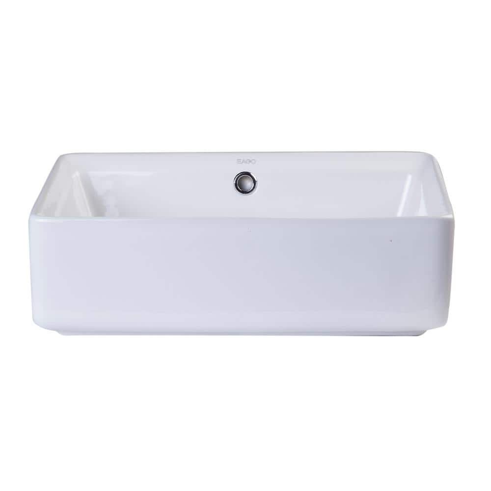 EAGO 20'' White Ceramic Rectangular Vessel Sink with Overflow