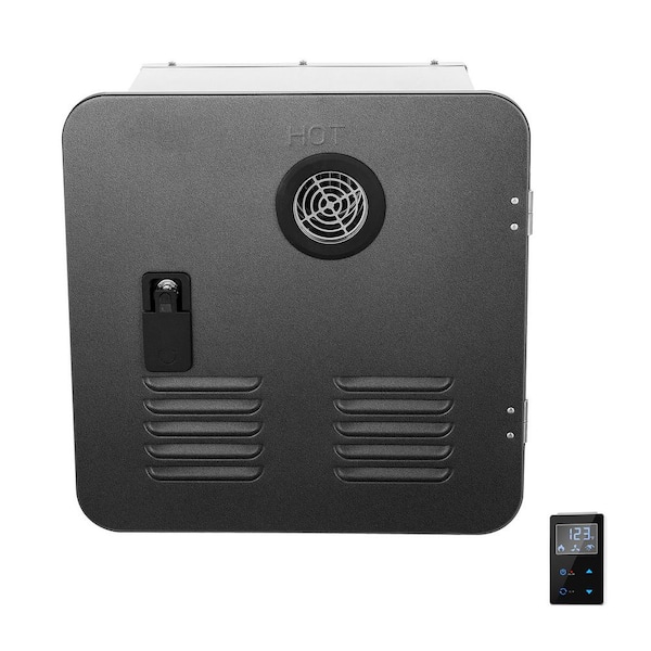 RV Tankless Water Heater, Instant Shower with 15 x 15 in. Black Door and Remote Controller, 55000BTU Hot Water