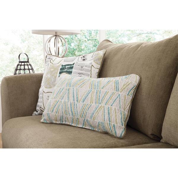 97 Grey Woven Linen Loose Pillow Back Sofa With Throw Pillows