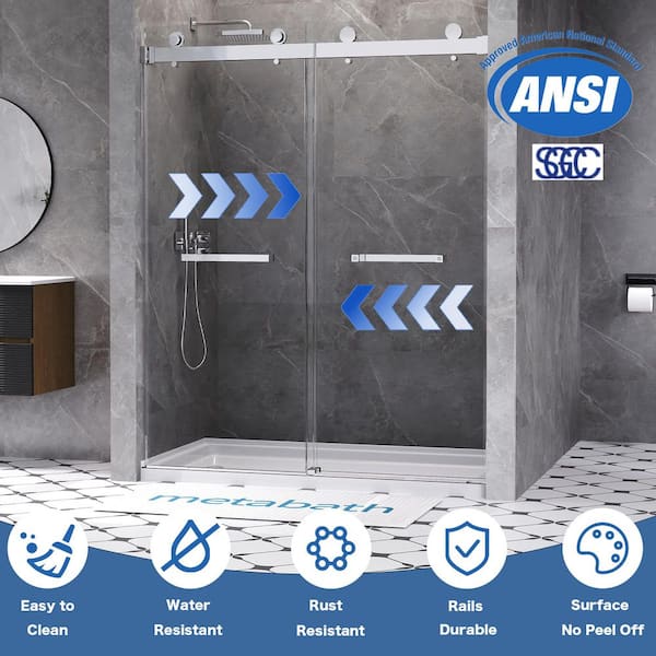 56 to 60 in. W x 76 in. H Double Sliding Frameless Shower Door in Chrome with 3/8 in. Tempered Clear Glass