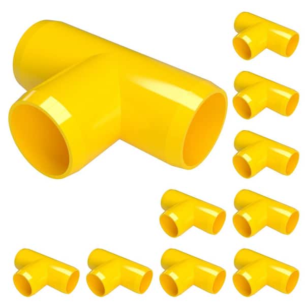 Formufit 1/2 in. Furniture Grade PVC Tee in Yellow (10-Pack)