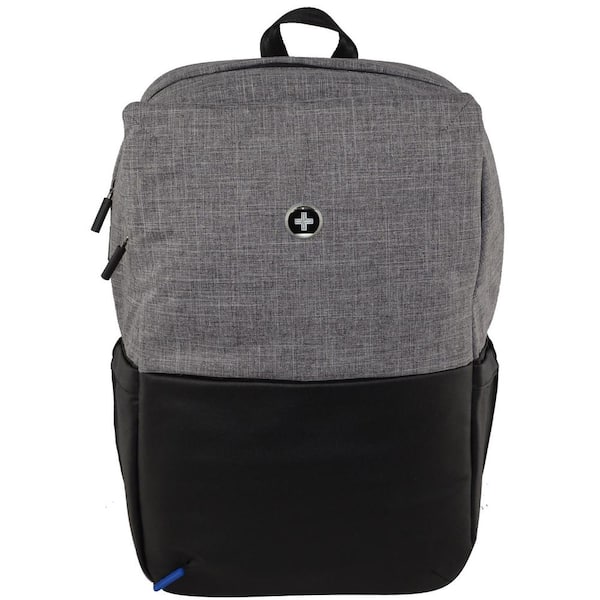 SwissDigital Varsity Collection Joule 18 in. Light Grey and Black Backpack