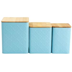3-Piece Square Iron Canister Set in Turquoise