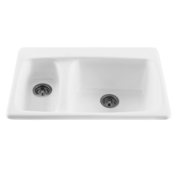Reliance Advantage Undermount/Drop-In Acrylic 33 in. Double Kitchen Sink in White