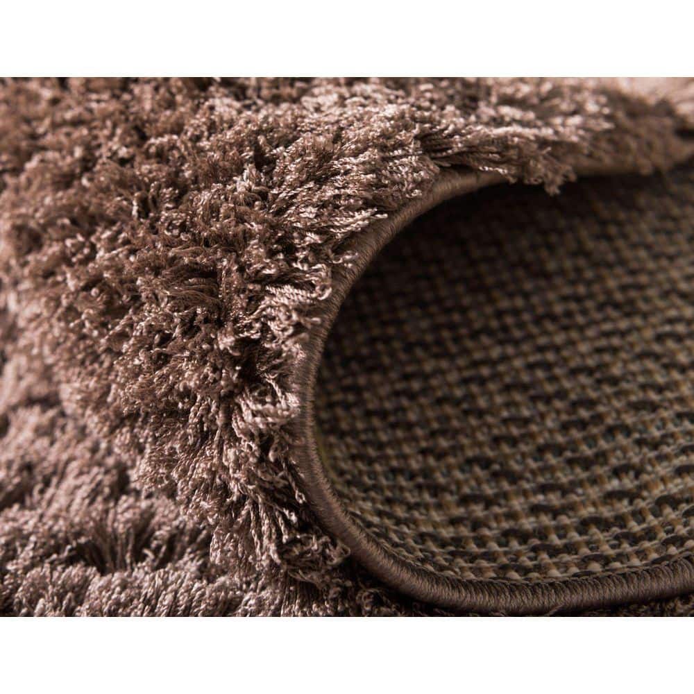 Brown 8' x 10' Solid Shag Synthetic Area Rug