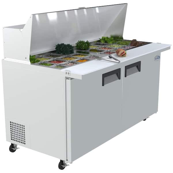 Koolmore 60 in. W 15 cu. ft. Refrigerated Food Prep Station Table with Mega  Top Surface in Stainless Steel RPT60-2D-MT - The Home Depot
