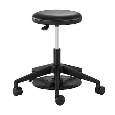 22.25 in. Black Vinyl Cushioned Economy Lab Stool With Foot Pedal