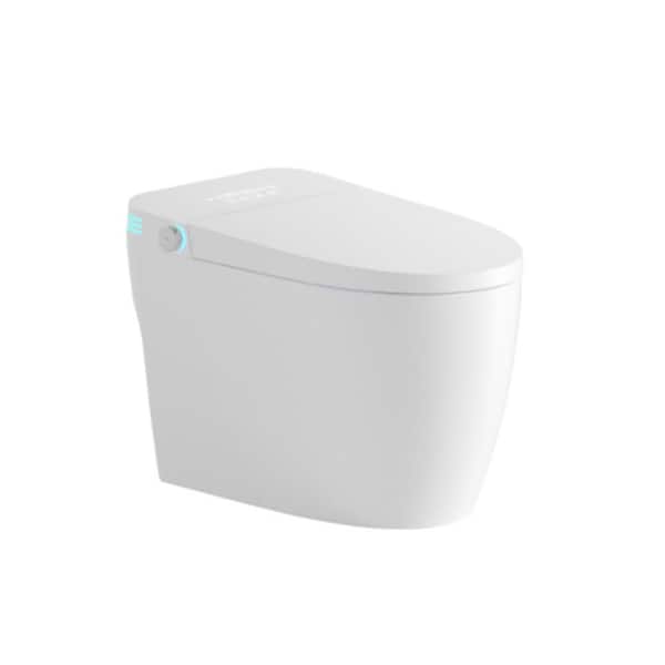 1-Pice 1.28 GPF Dual Flush Elongated Toilet in White Seat Included, Tankless Smart Toilet with Bidet Built in