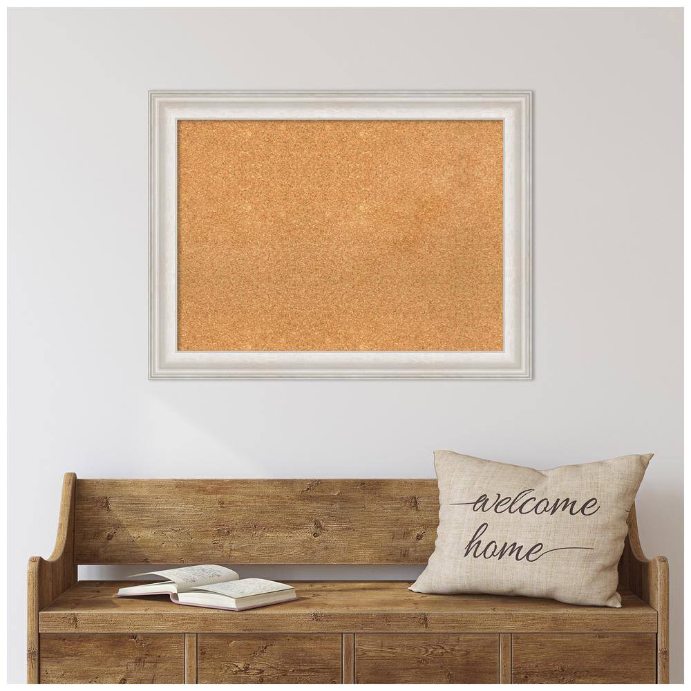 Trio White Wash Silver Framed Natural Corkboard 32" x 24"