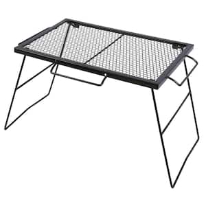 Folding Campfire Grill Grate, Portable Heavy Duty Steel Over Fire Camp Grill for Outdoor Camping with 2 Heights