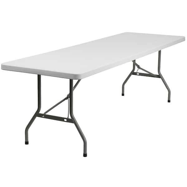 96 in. Granite White Plastic Tabletop Metal Frame Folding Table CGA-FLF ...