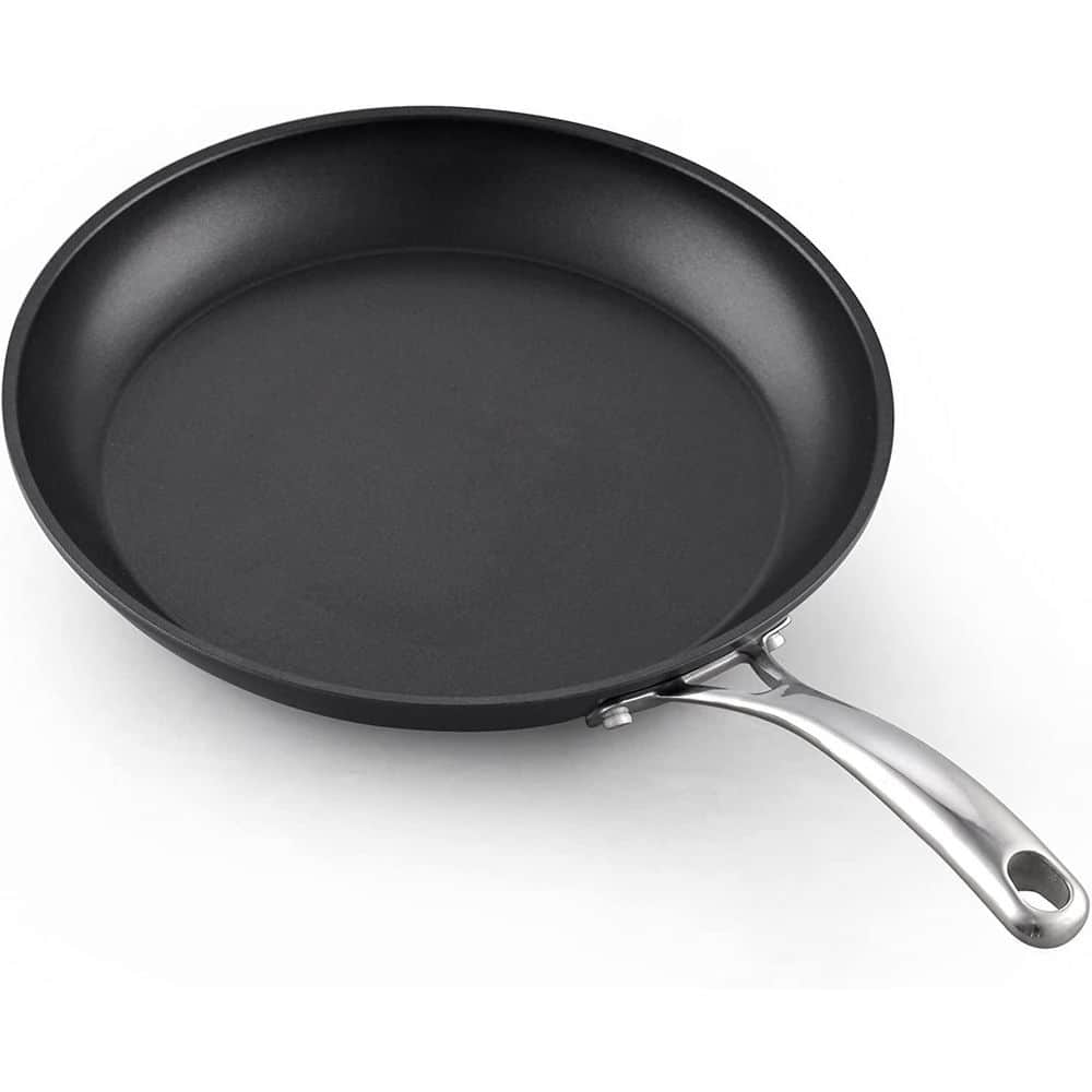 3-Piece Black Aluminum Nonstick Frying Pan Set with Stainless Steel Handles