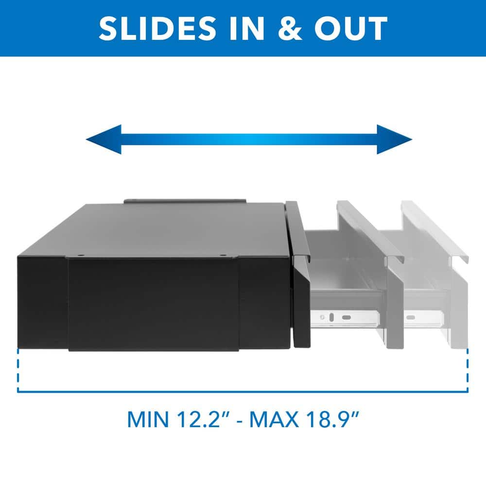 Matte Black Steel Under Desk Pull-Out Drawer Kit