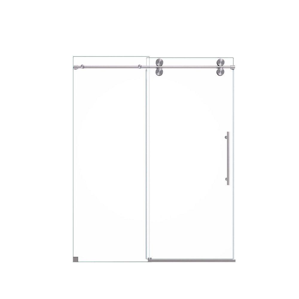 56 in.-60 in. W x 72 in. H Single Sliding Frameless Shower Door in Brushed Nickel with 8 mm SGCC Clear Door price history on PriceWatchPro