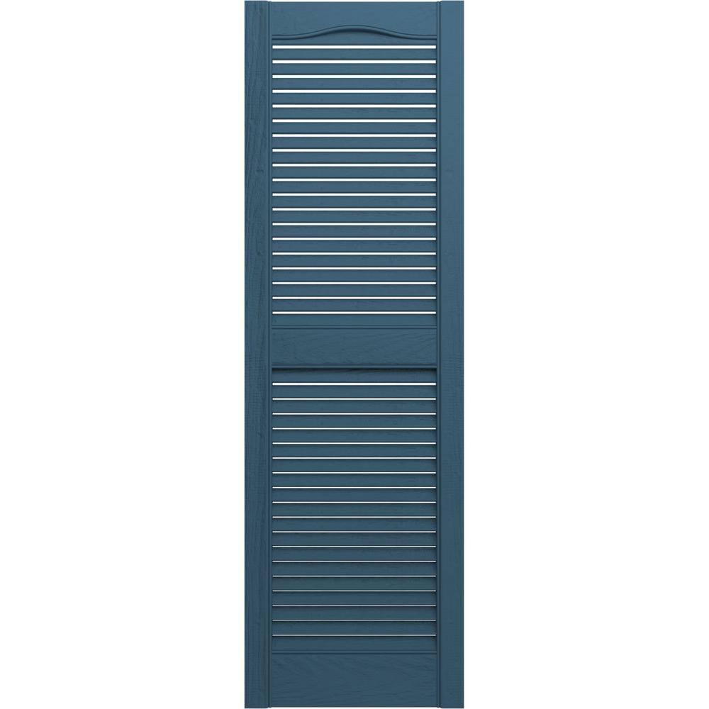 Builders Edge 12 in. x 55 in. Louvered Vinyl Exterior Shutters Pair in