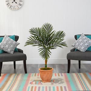 3.5 ft. Golden Cane Artificial Palm Tree in Terracotta Planter