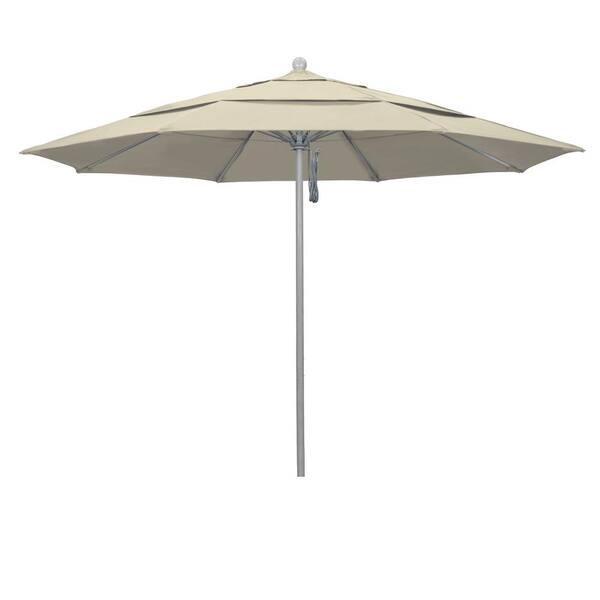 California Umbrella 11 Ft. Gray Woodgrain Aluminum Commercial Market 