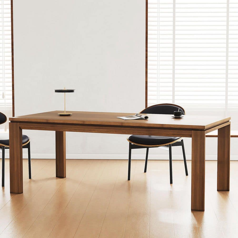 62.99 in. Walnut Wood 4 Legs Dining Table Seats 6