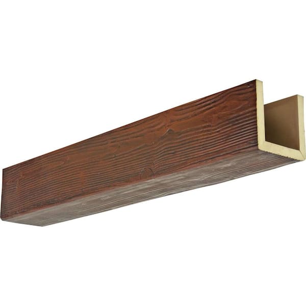 Ekena Millwork 12 in. x 6 in. x 8 ft. 3-Sided (U-Beam) Sandblasted Premium Mahogany Faux Wood Ceiling Beam