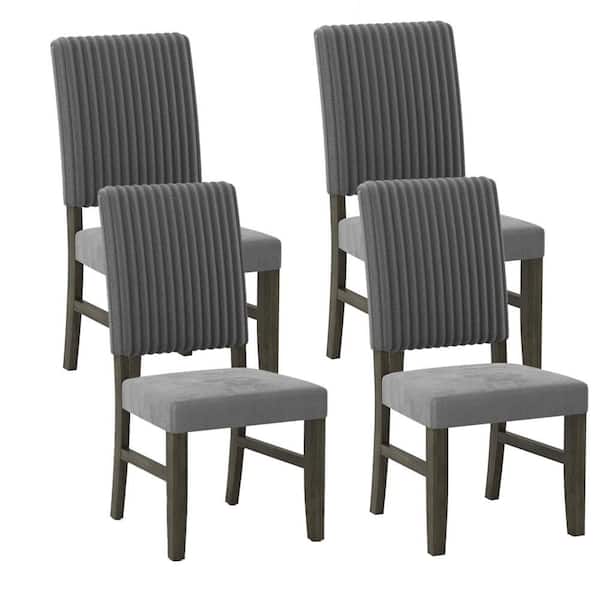 Gray Dining Chair Set of 4 Mid-Century Modern Velvet Fabric Upholstered Chairs