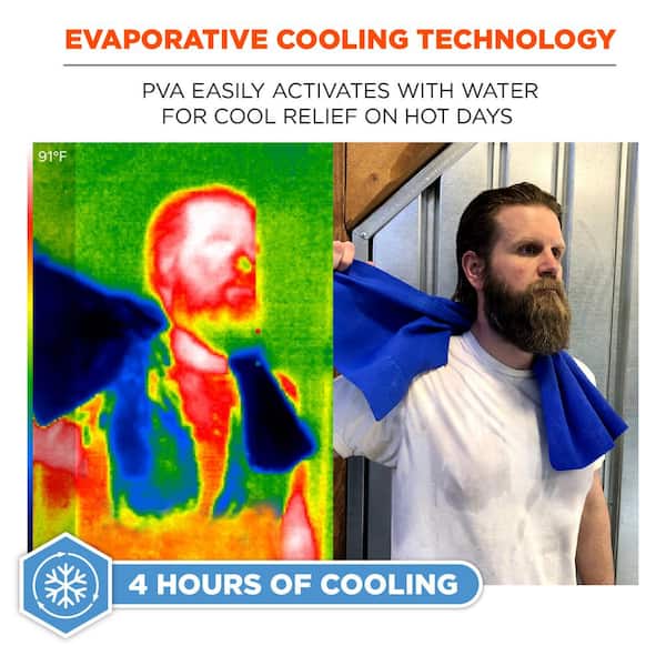 Chill-Its 6602 Evaporative PVA Cooling Towel, 29.5 x 13, One Size Fits Most, PVA, Gray, Ships in 1-3 Business Days