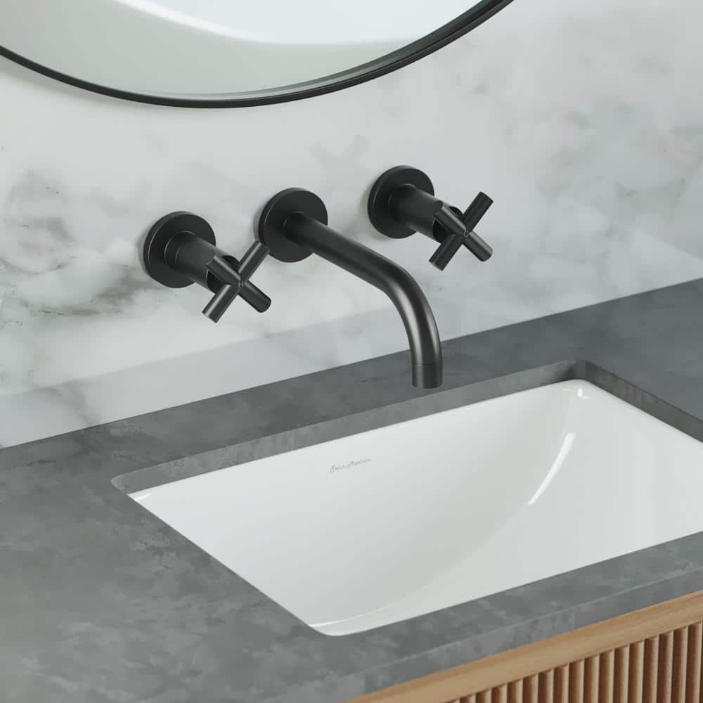 Ivy Matte Black Brass Wall-Mount Double Handle Bathroom Faucet