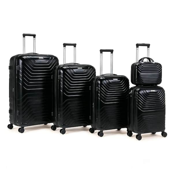 HIKOLAYAE 5-Piece Grey Hardside Spinner Luggage Set Travel