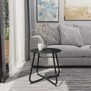 Black Round Steel Outdoor Side Table
