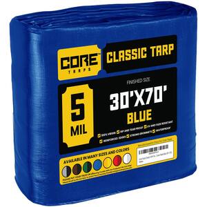 30 ft. x 70 ft. Blue 5 Mil Heavy Duty Polyethylene Tarp, Waterproof, UV Resistant, Rip and Tear Proof