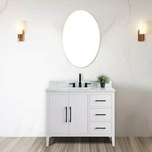 42 in. W x 22 in. D x 34 in. H Single Sink Bathroom Vanity Cabinet in White with Engineered Marble Top