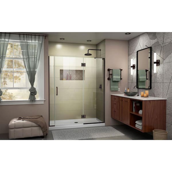 DreamLine Unidoor-X 59 in. x 72 in. Frameless Hinged Shower Door in Brushed Nickel