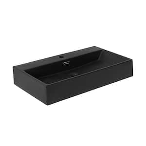 Claire 29.75 in. Rectangle Wall Mount Bathroom Sink in Matte Black