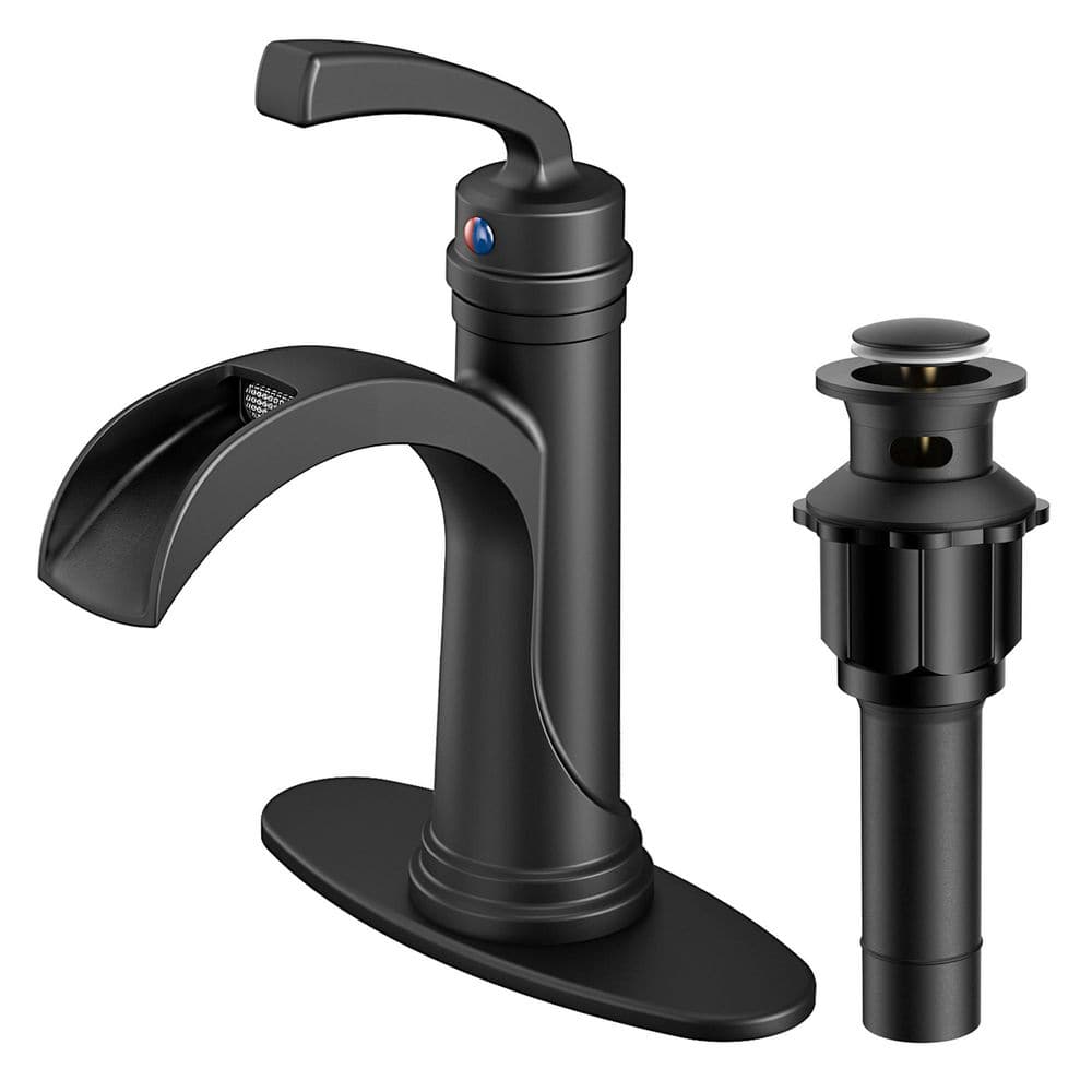 Single-Handle 1 or 3 Hole Waterfall Bathroom Faucet Bathroom Sink Faucet Black price history on PriceWatchPro