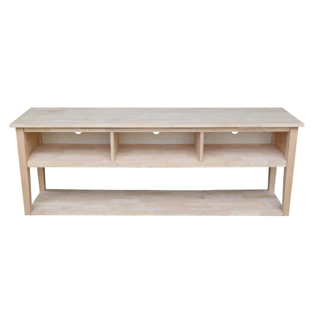 Classic Solid Wood 72" Entertainment TV Stand - Light Brown