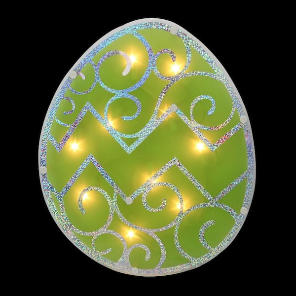 Northlight 12 in. Lighted Green Easter Egg Window Silhouette Decoration