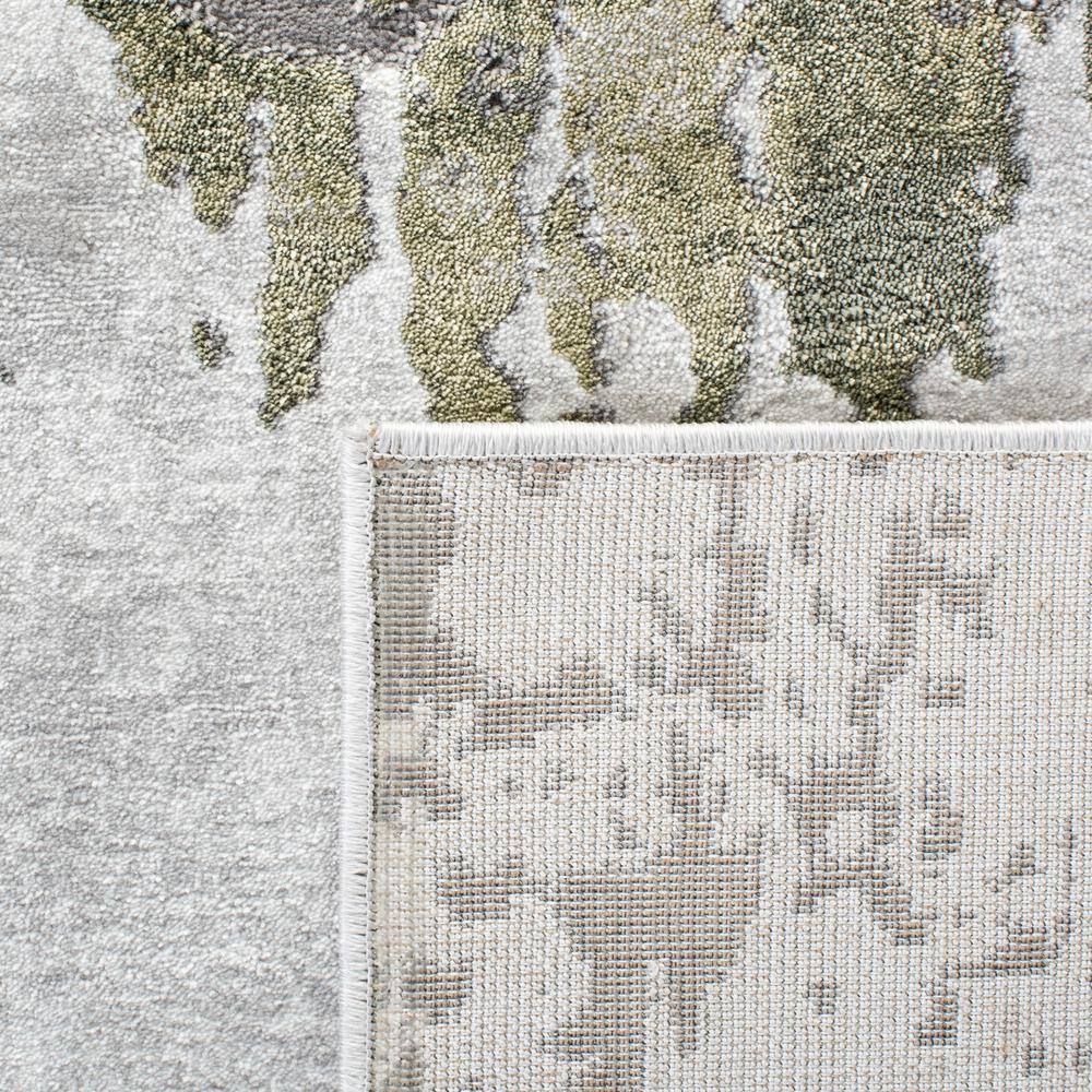 Grey and Green Abstract Hand-knotted 4' x 6' Area Rug