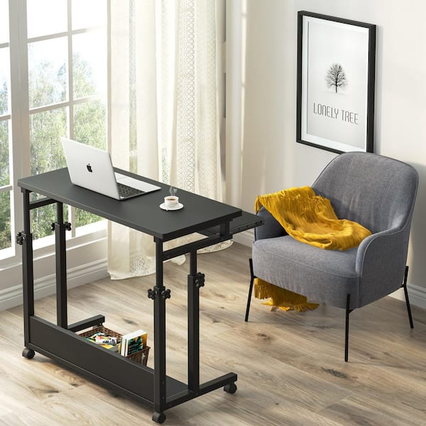 Adjustable Angle Height Rolling Laptop Table/ Black