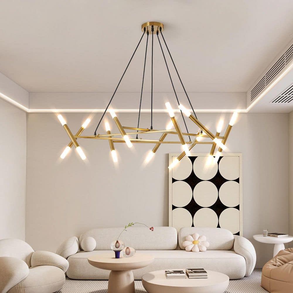 20 Light Gold Modern Chandelier Light Fixture for Dining Room, Living Room, or Kitchen Island with no bulbs included price history on PriceWatchPro