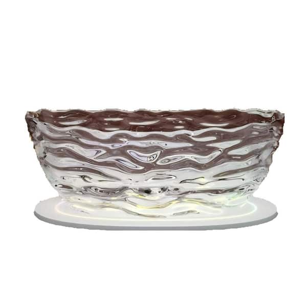 69 in. x Freestanding Resin Transparent Soaking Bathtub in Transparent White with Wave Design Ergonomic Back Support