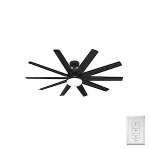 Overton 60 in. Indoor/Outdoor Matte Black Ceiling Fan with Light Kit and Wall Control Included