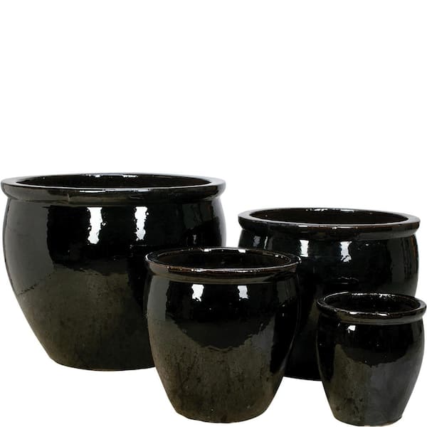 20 in. Ceramic Black Fishbowl Planter VPX4-27D-BK - The Home Depot