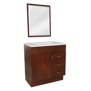 Vanguard 30 in. W x  in. D x  in. H Single Sink Bath Vanity in Hazelnut Glaze with White Cultured Marble Top and Mirror