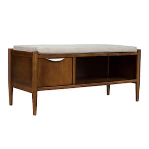 Arcadia Brown Bedroom Bench with Storage and Upholstered Cushion