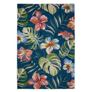 Arlo Blue 3 ft. x 5 ft. Modern Floral Hand-Made Indoor/Outdoor Area Rug