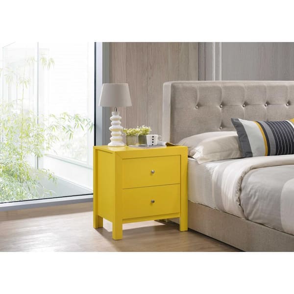 AndMakers Burlington 2-Drawer Yellow Nightstand (25 in. H x 22 in. W x 17 in. D)