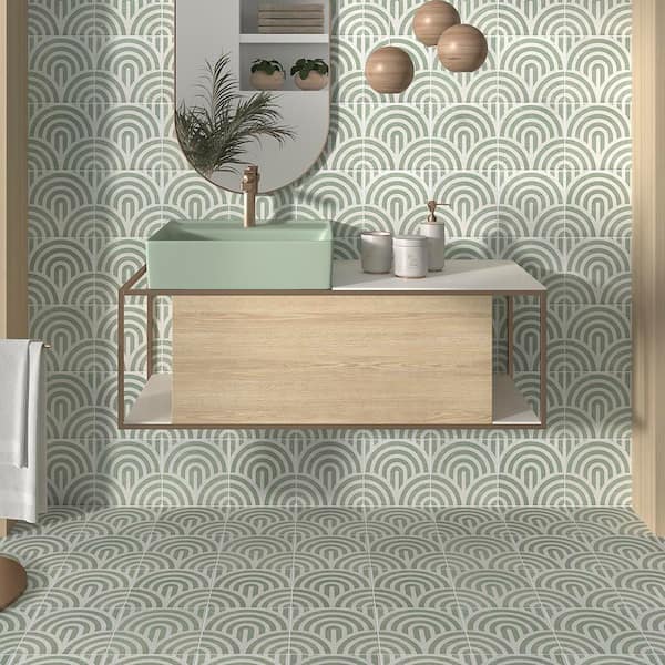 Stellar Cloud Green 8 in. x 8 in. Matte Porcelain Square Wall and Floor Tile (10.763 sq. ft. /Case)