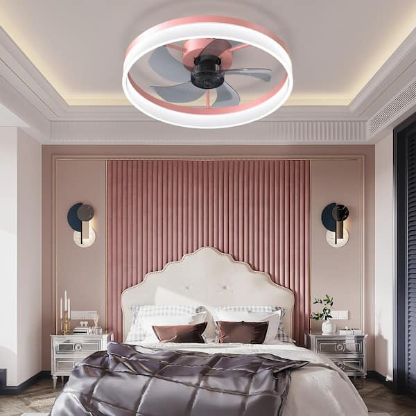 19.7 in. LED Indoor Pink Smart Ceiling Fan with Remote
