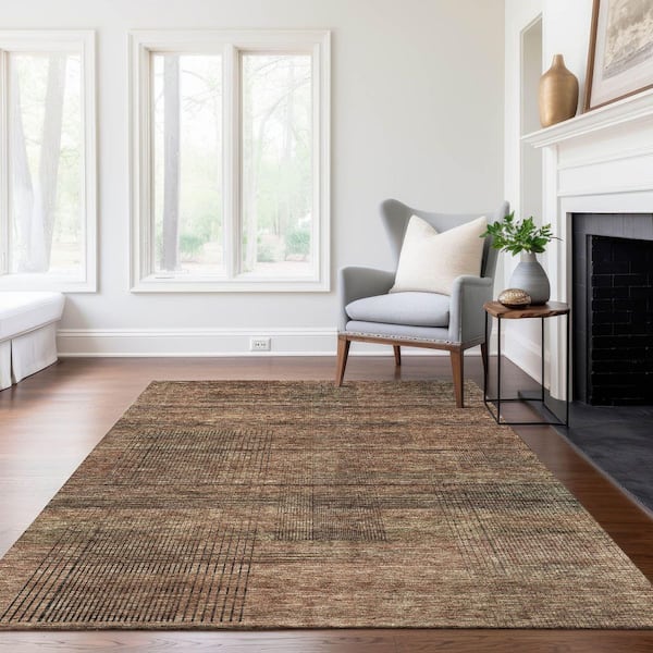 Chantille Machine Washable Indoor/Outdoor Abstract ACN820 Paprika 8 ft. x 10 ft. Area Rug